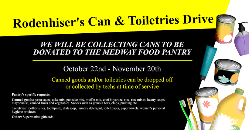 Rodenhiser's Can & Toiletries Drive